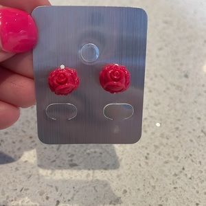 CLEAR OUT 💎 2/$6 or 4/$10- Small Rose Earrings (Dark Pink)